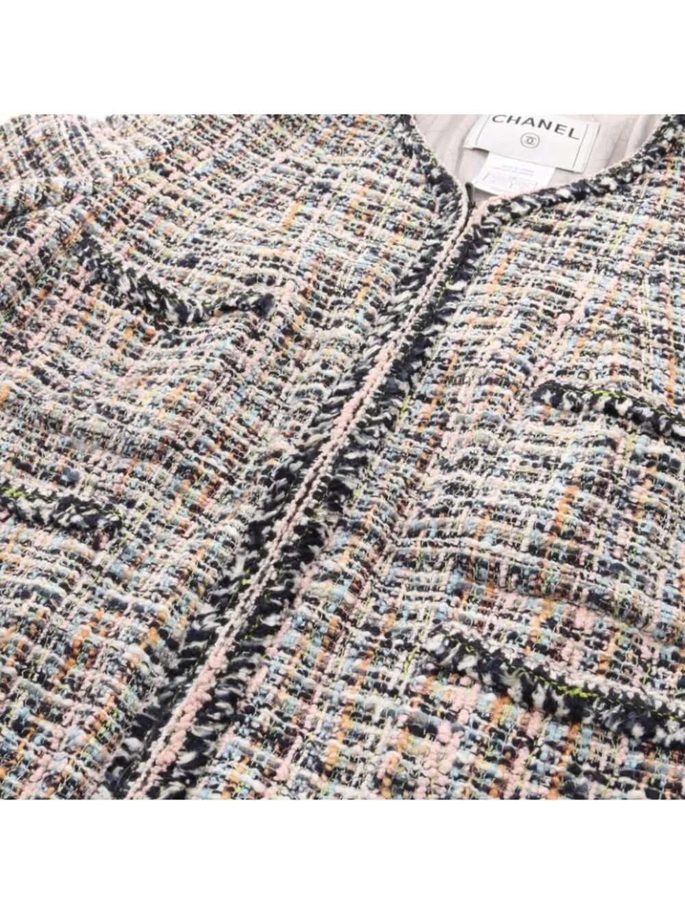 Chanel CC Logo Button Tweed Jacket Multicolor